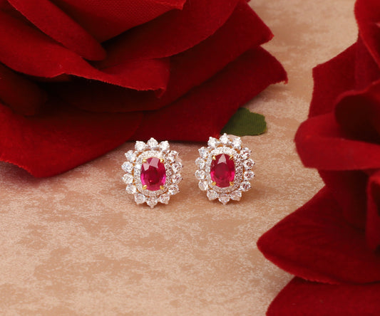 Ruby Double Halo Studs