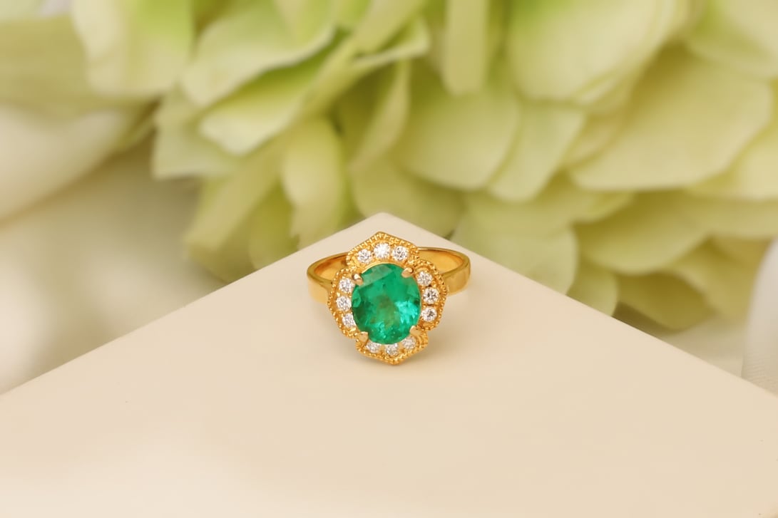 Emerald Art Deco Engagement Ring