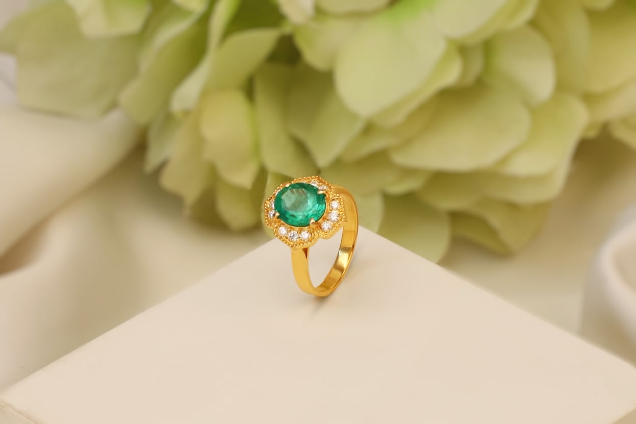 Emerald Art Deco Engagement Ring