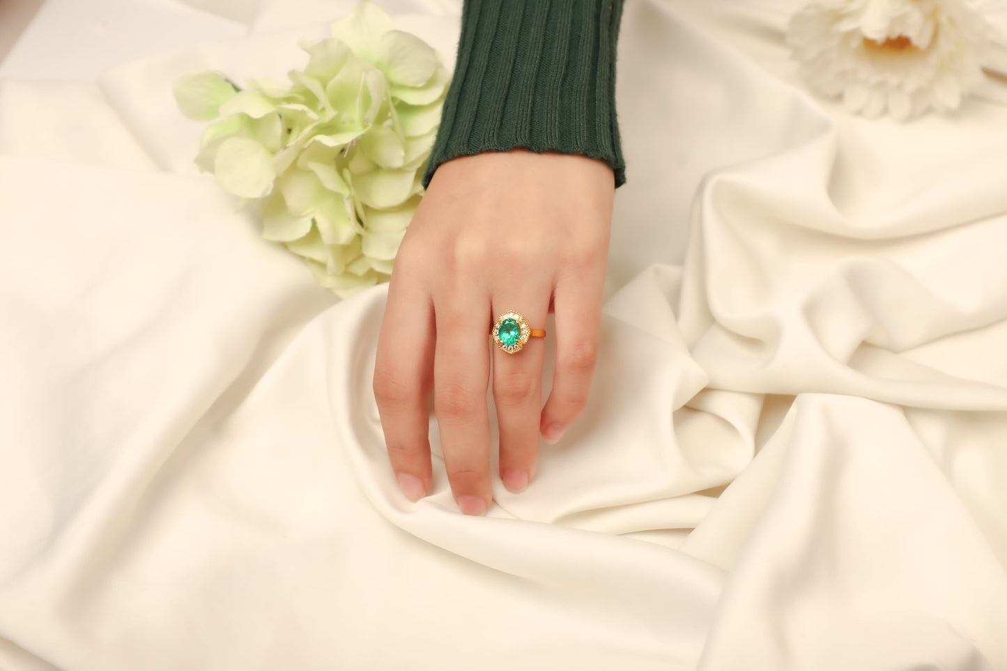 Emerald Art Deco Engagement Ring